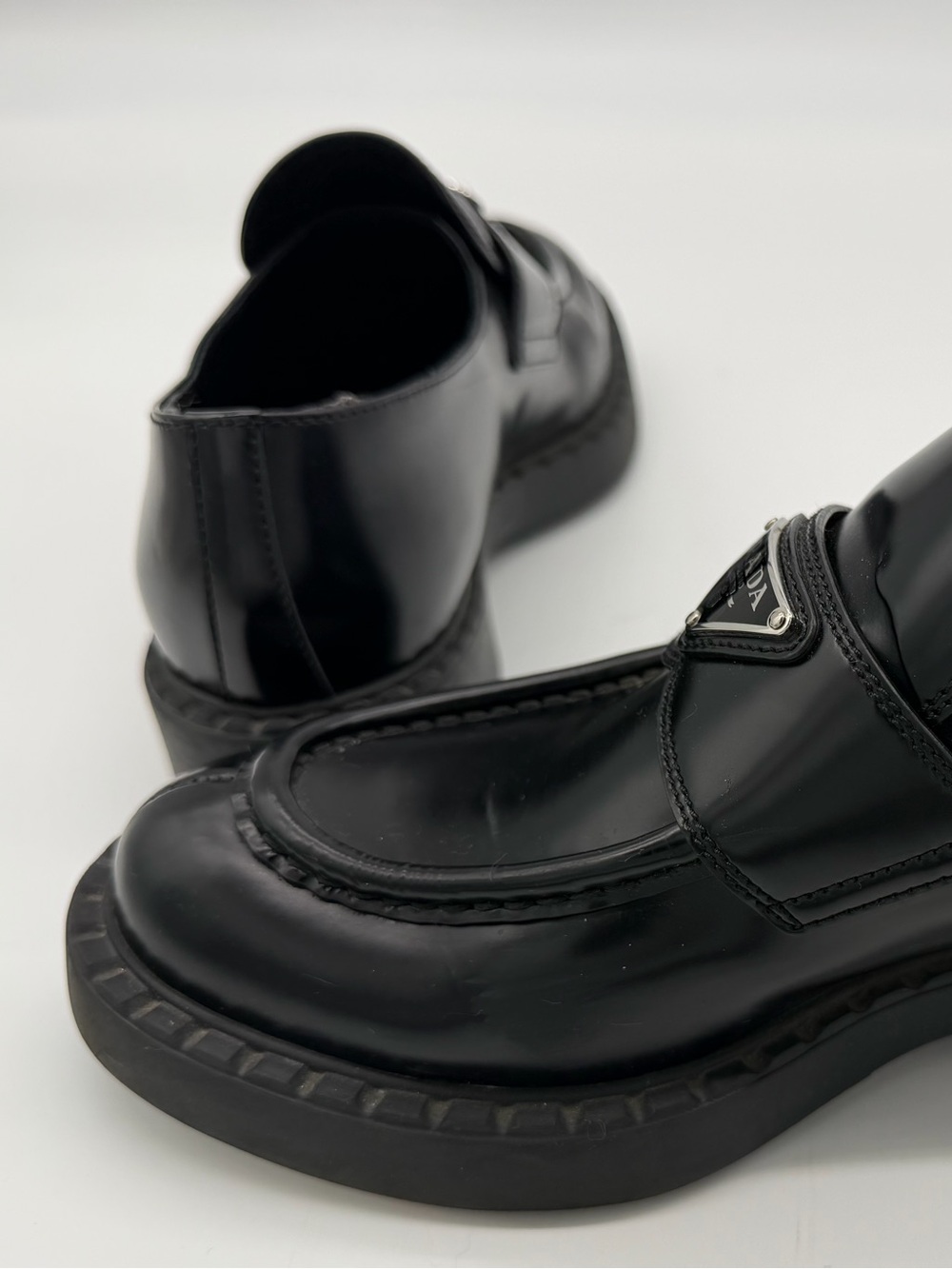 PRADA “Chocolate” Brushed Leather Loafers - Sz 38.5 - Picture 11 of 14